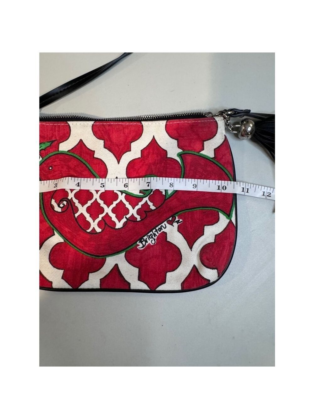 Brighton Red White Fabric Crossbody Bag - Picture 4 of 6